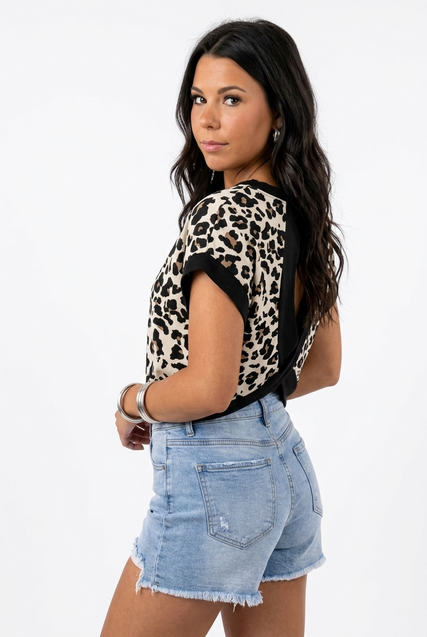 Leopard Cross-Back Top