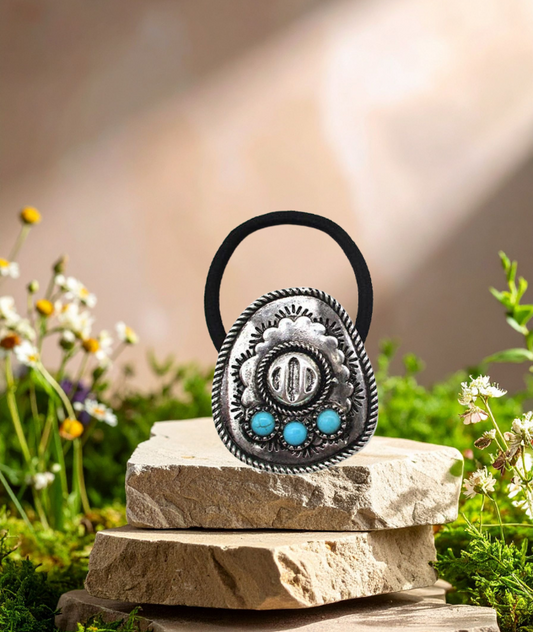 COWBOY HAT STONE HAIR TIE