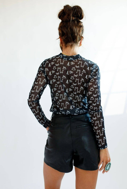 Black Brands Mesh Long Sleeve Shirt