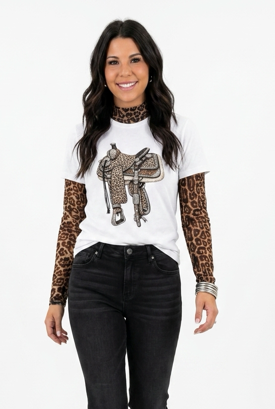 Hear Me Roar Leopard Mesh Top