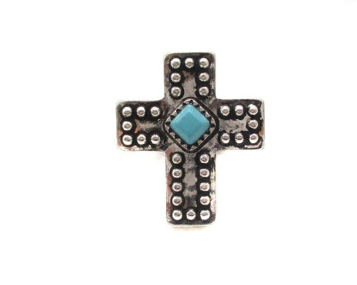 Western Cross Turquoise Cuff Ring