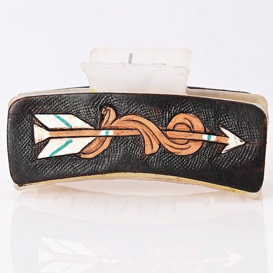 Hand-Tooled Leather Arrow Hair Clip