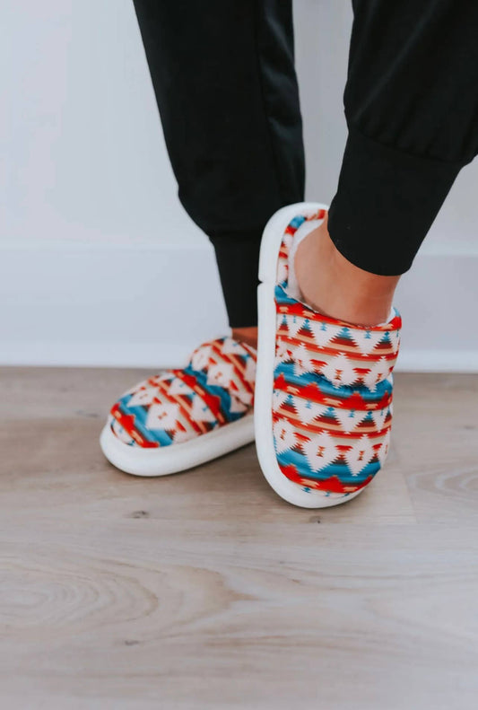 Turquoise Aztec Slippers