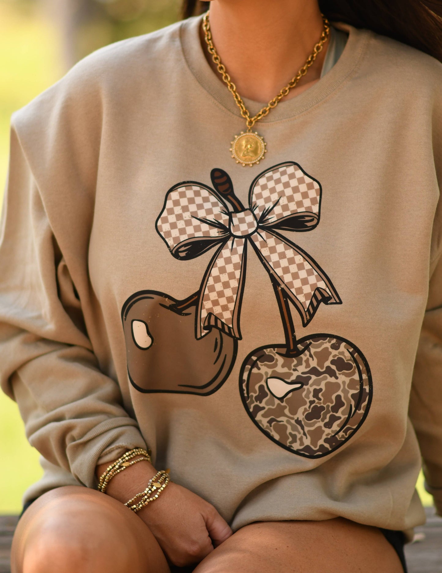 Khaki Camo Cherries Sweatshirt