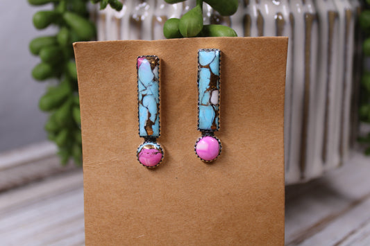 Authentic Cotton Candy Turquoise Sterling Silver Earrings