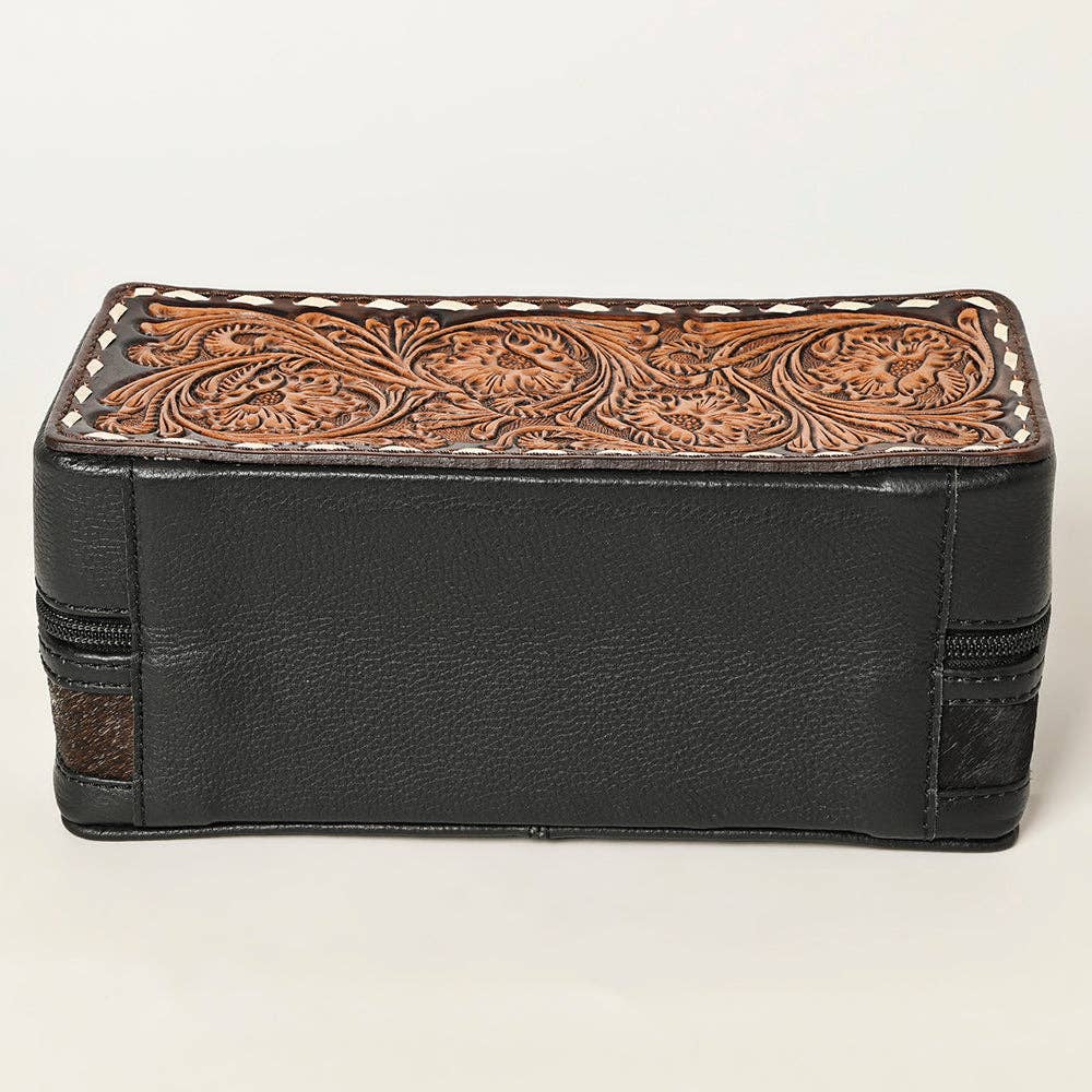 Tooled Leather & Cowhide Western Jewlery Case