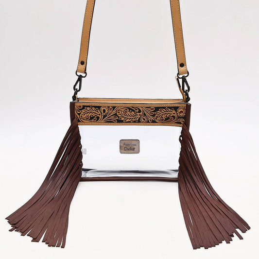 Clear Stadium Fringe Crossbody Bag | Hand-Tooled Leather by American Darling