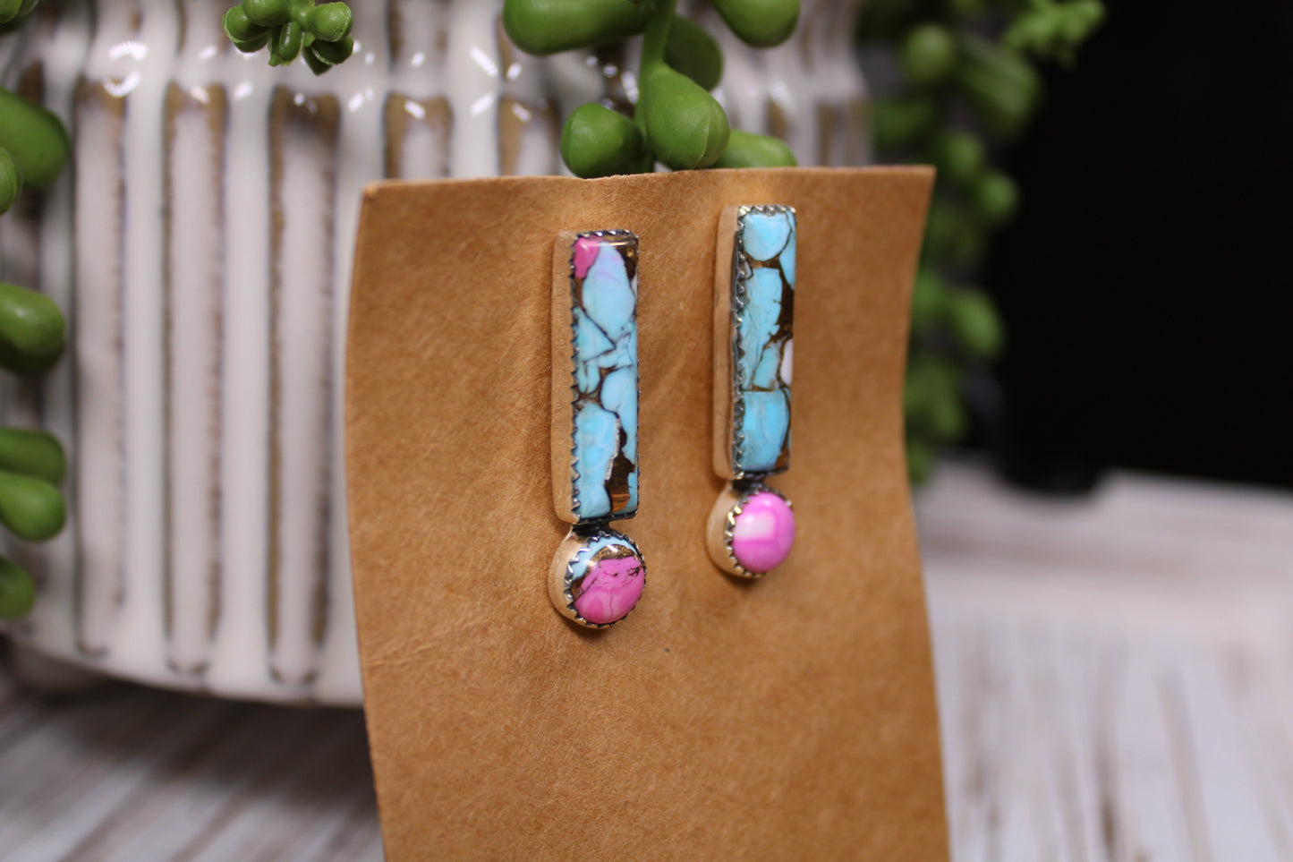 Authentic Cotton Candy Turquoise Sterling Silver Earrings