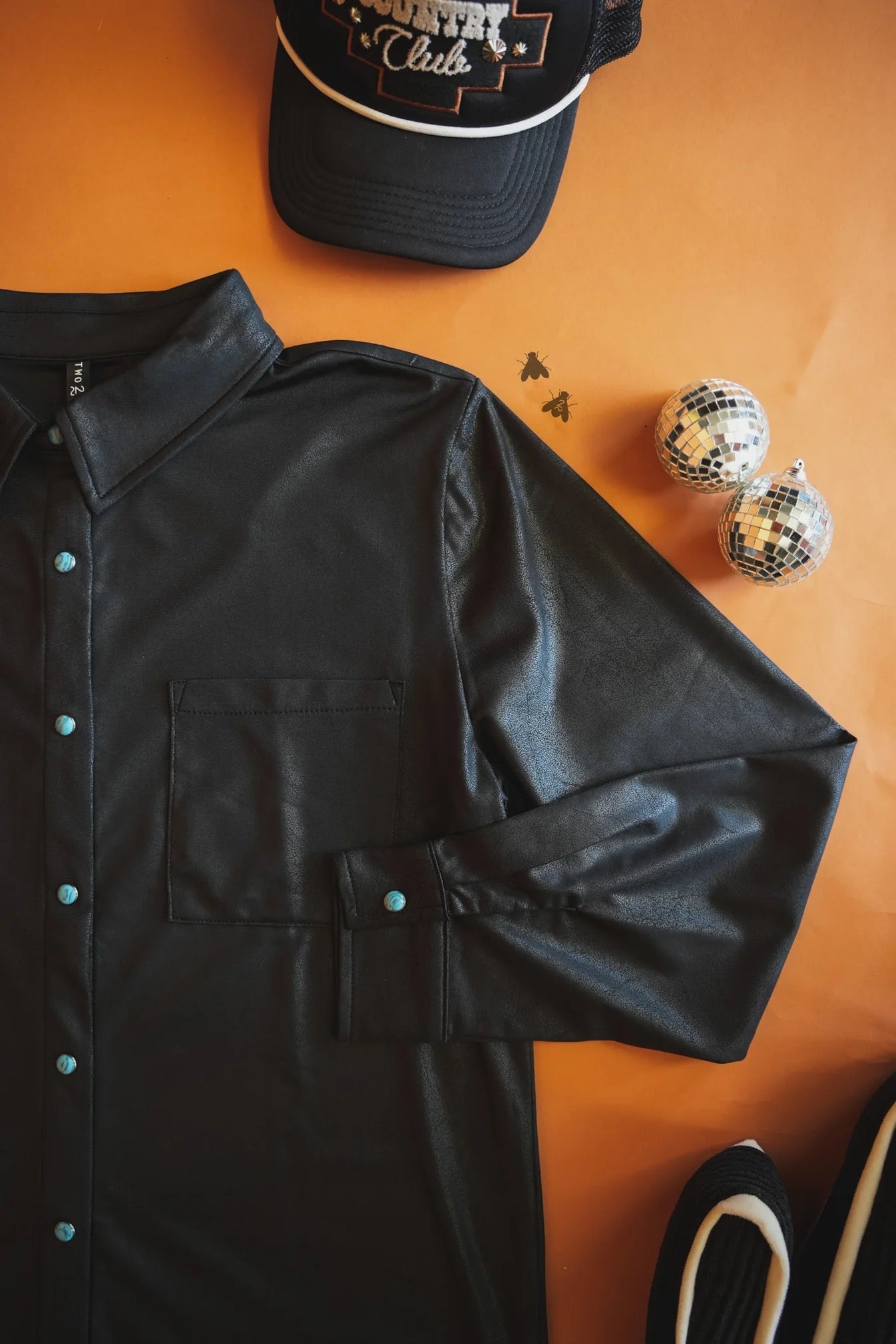 MIDNIGHT- Leather Lux Button-Up Shirt