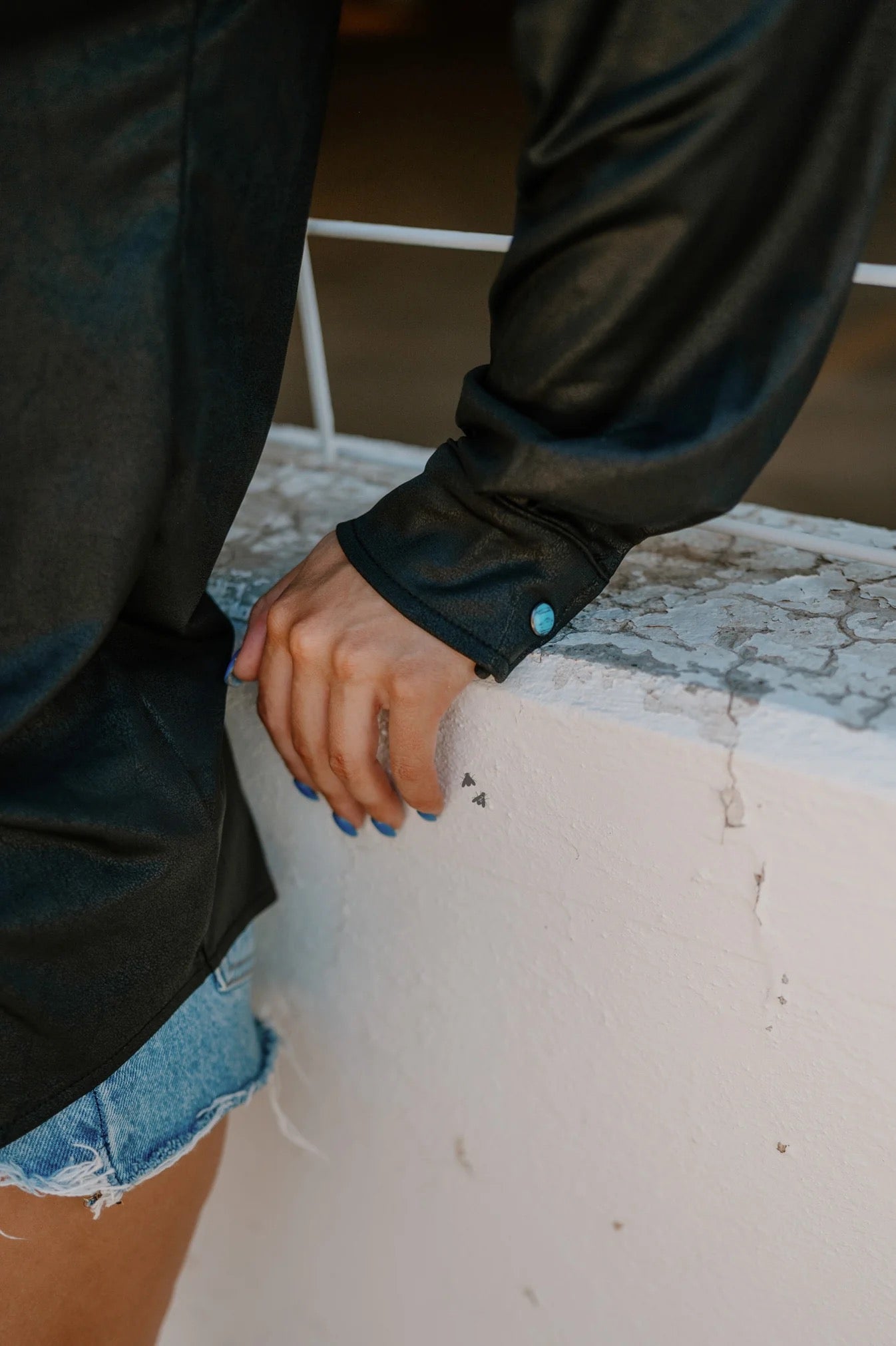 MIDNIGHT- Leather Lux Button-Up Shirt