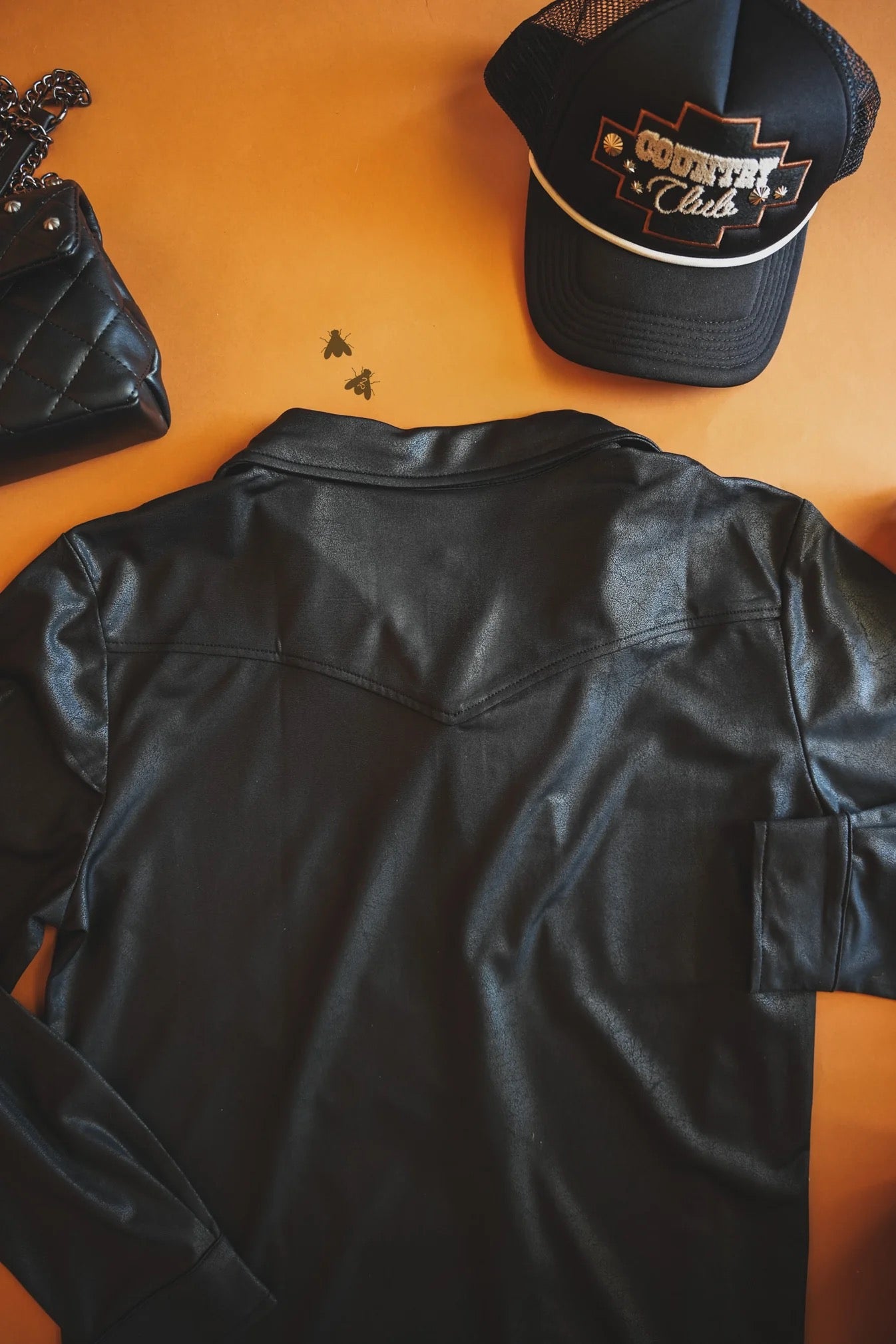 MIDNIGHT- Leather Lux Button-Up Shirt