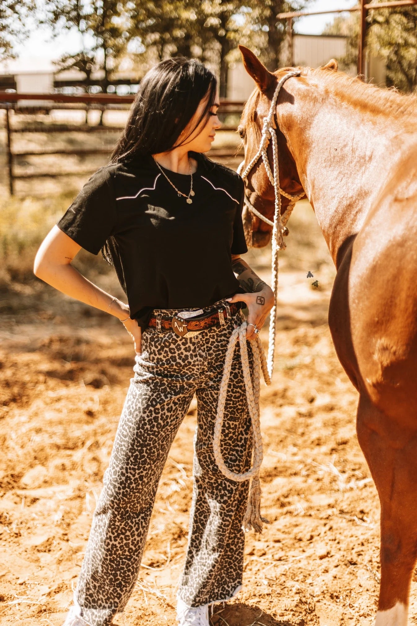 Rawhide Stitch Top - Midnight