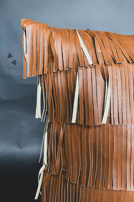 FRINGE FLAIR PILLOW COVER- SADDLE