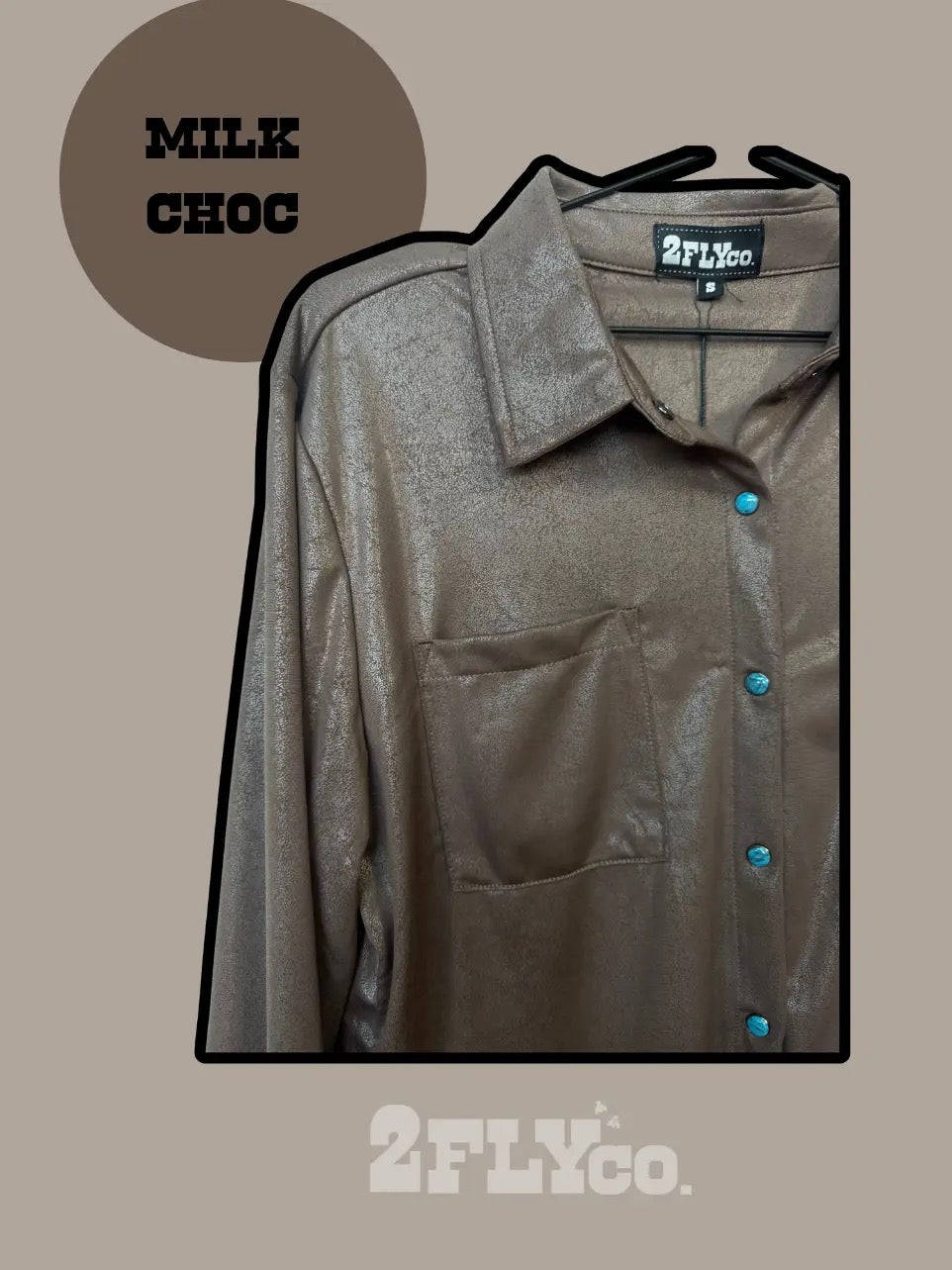 CHOCOLATE- Leather Lux Button-Up Shirt