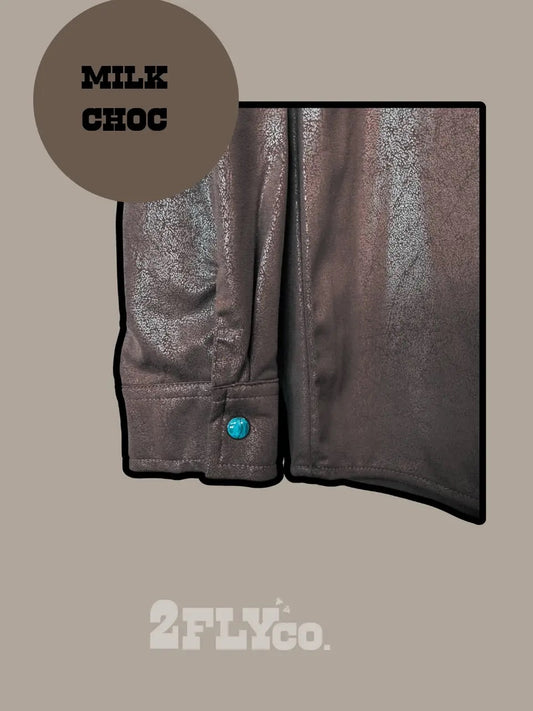CHOCOLATE- Leather Lux Button-Up Shirt