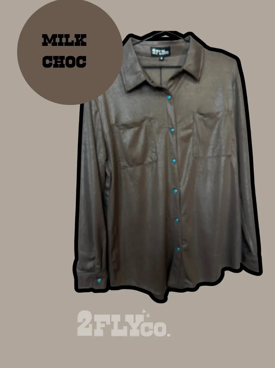 CHOCOLATE- Leather Lux Button-Up Shirt