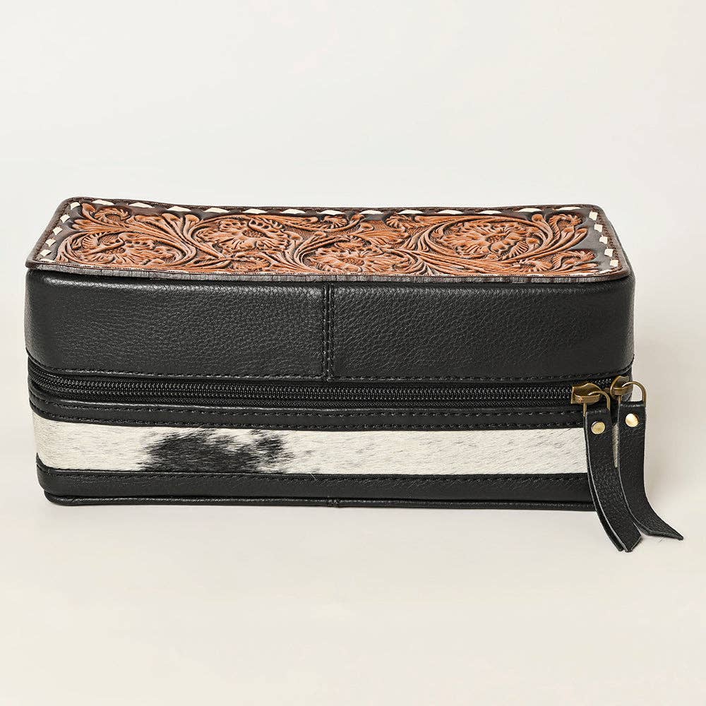 Tooled Leather & Cowhide Western Jewlery Case