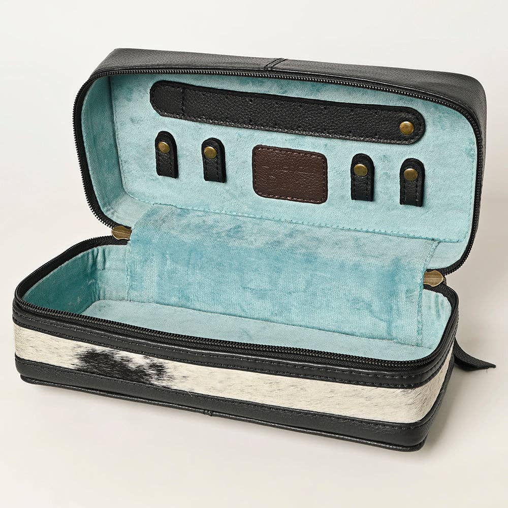 Tooled Leather & Cowhide Western Jewlery Case