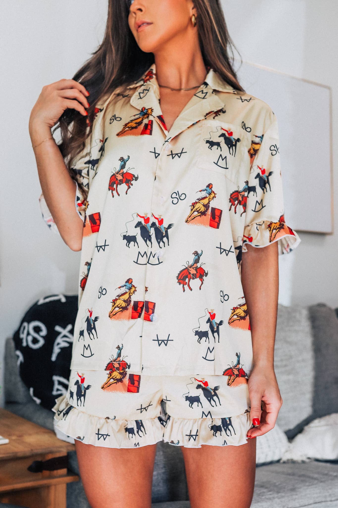 Womens Vintage Cowboy Rodeo Sleepware Set
