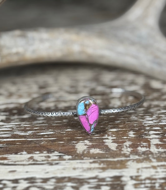 Rita Dawes Sterling Silver Kingman Cotton Candy Turquoise Cuff Bracelet – Size 7