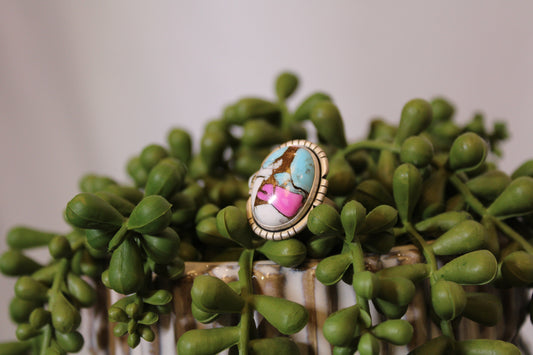 Cotton Candy Turquoise Sterling Silver Adjustable Ring – Stamped Sterling