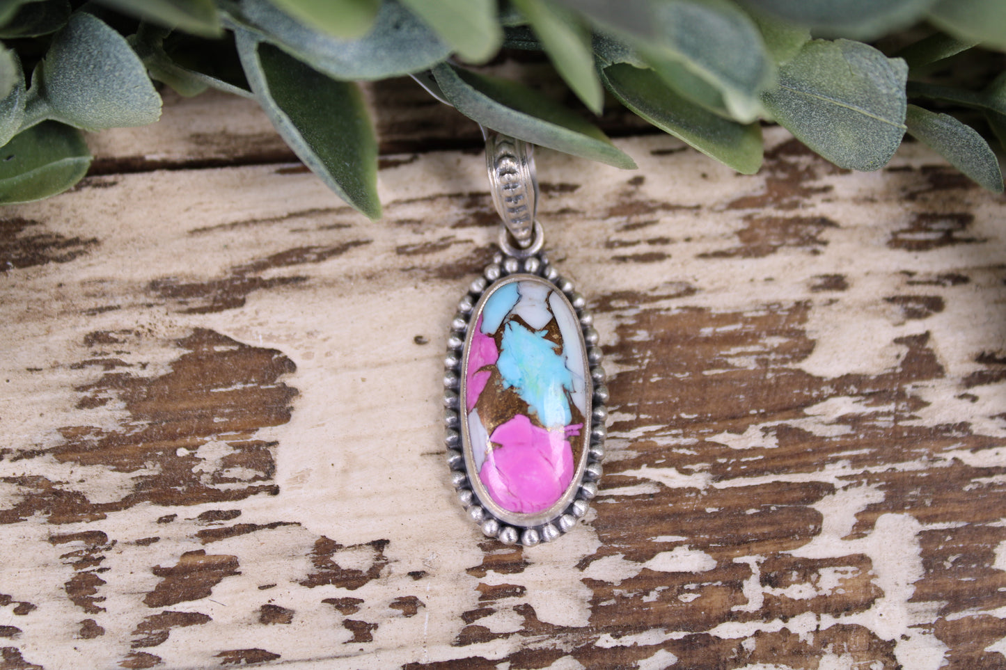 Cotton Candy Turquoise Sterling Silver Pendant