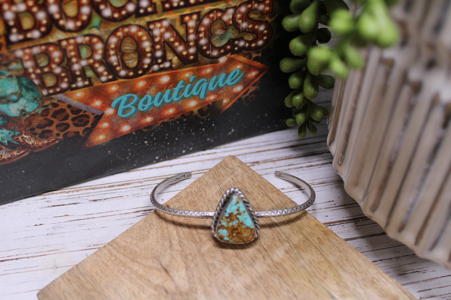 Navajo Mine 8 Turquoise Cuff, Size 7 Handmade By Artist Donovan Skeet - .925 Sterling Silver