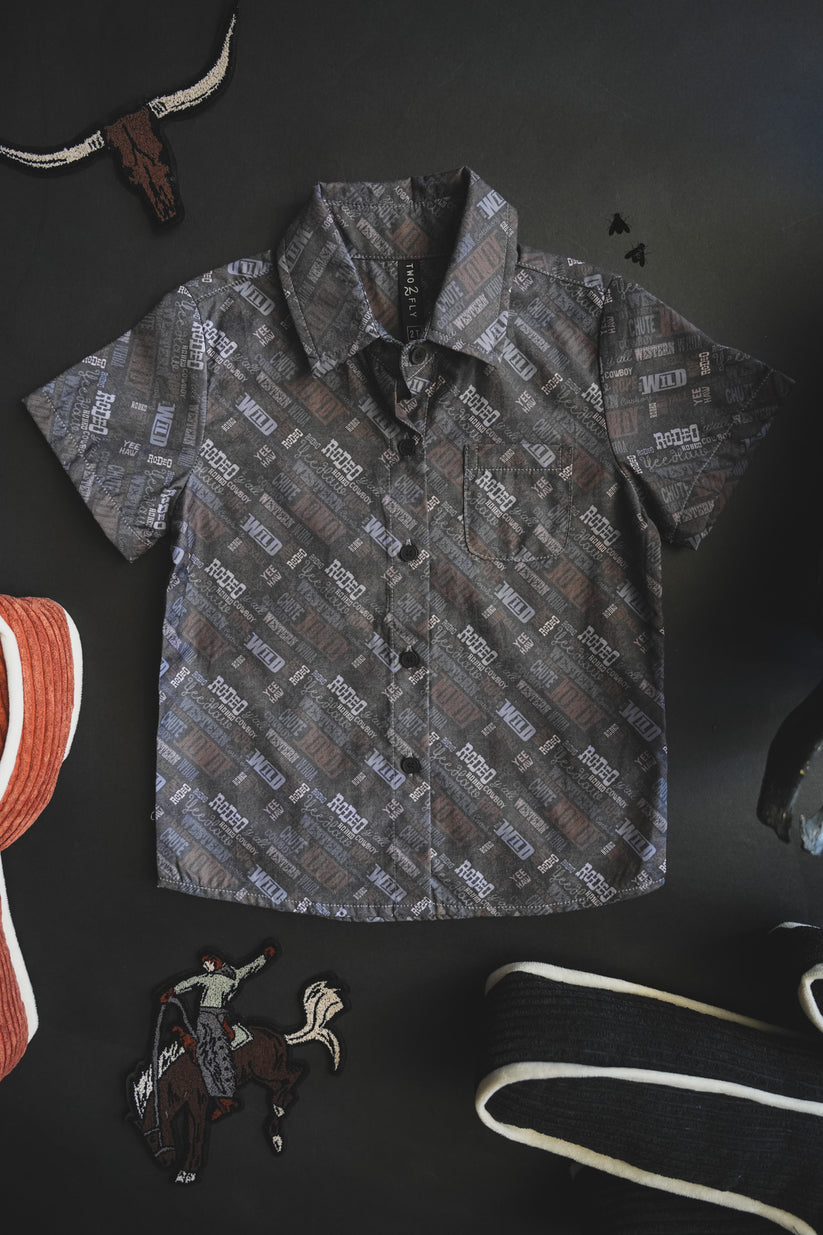 Kids Cowboy Slang Button-Up Shirt