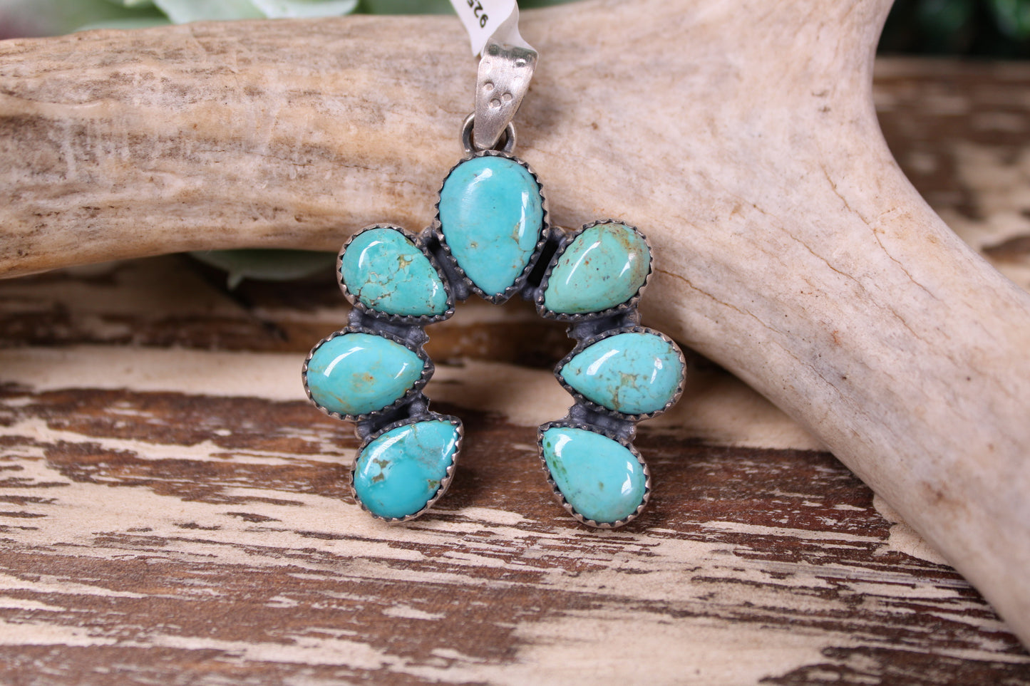 Kingman Turquoise Naja Squash Blossom Pendant – Sterling Silver