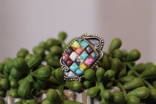Authentic Multi-Stone Turquoise Sterling Silver Adjustable Ring