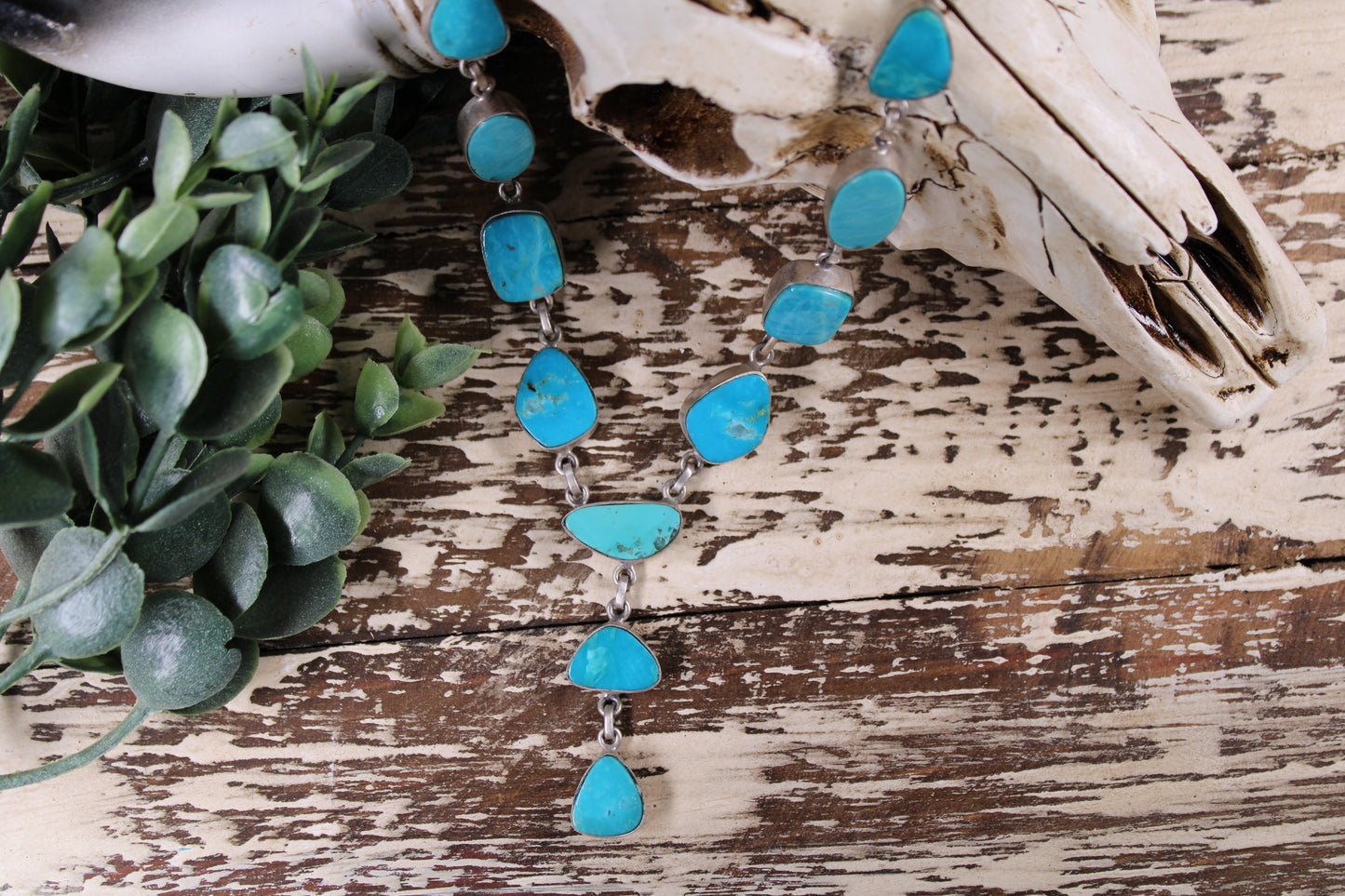 Kingman Turquoise Lariat Necklace – Sterling Silver