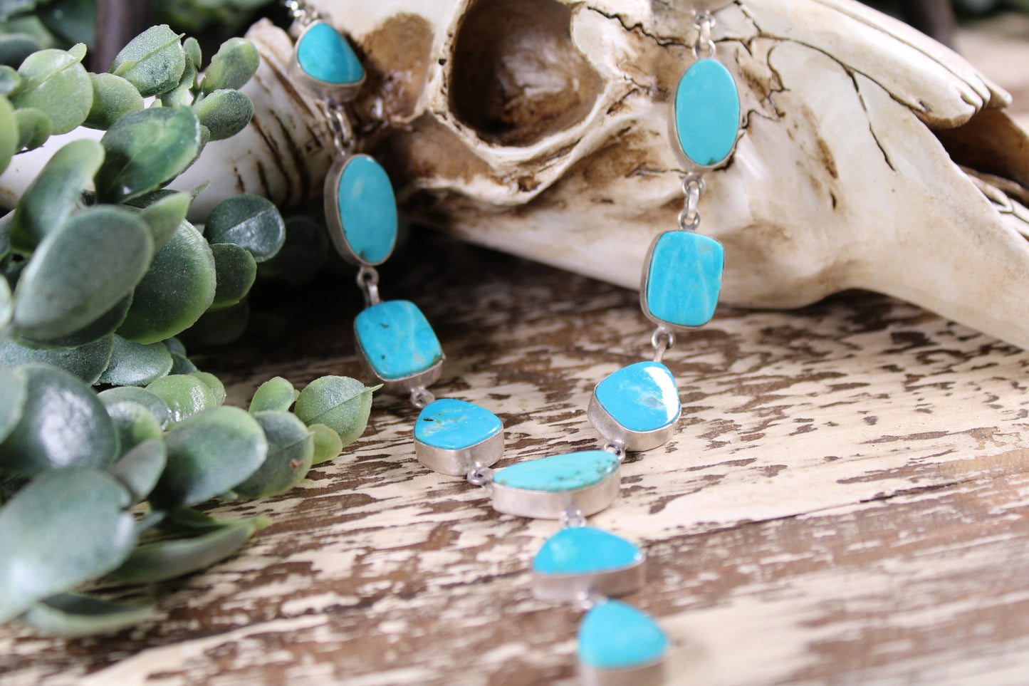 Kingman Turquoise Lariat Necklace – Sterling Silver