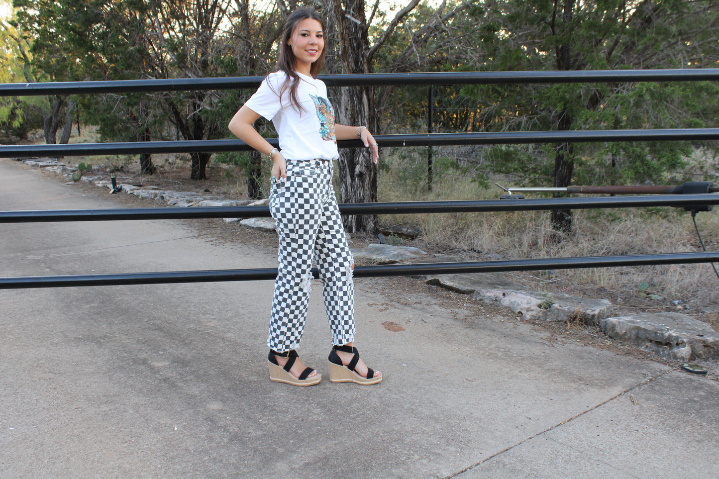 Checkered Round The Track Jeans