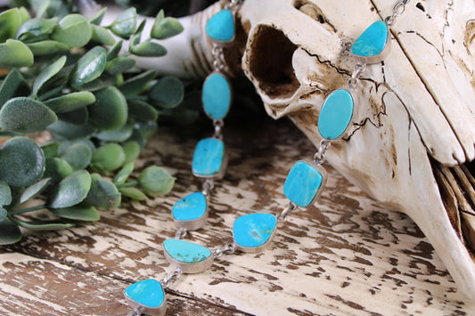 Kingman Turquoise Lariat Necklace – Sterling Silver