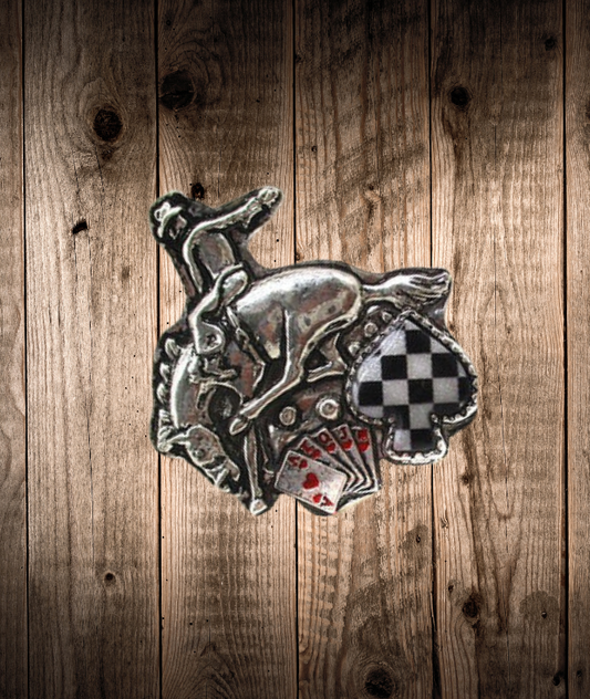 Horse Riding Checker Cuff Ring