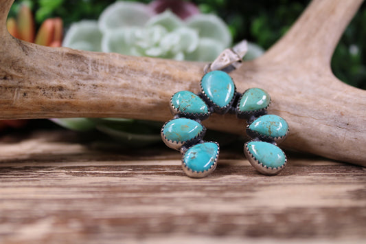 Kingman Turquoise Naja Squash Blossom Pendant – Sterling Silver