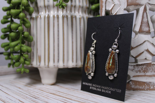 Royston Ribbon Turquoise Sterling Silver Earrings
By Navajo Silversmith Augustine Largo