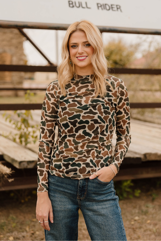 Camo “You Can’t See Me” Mesh Top