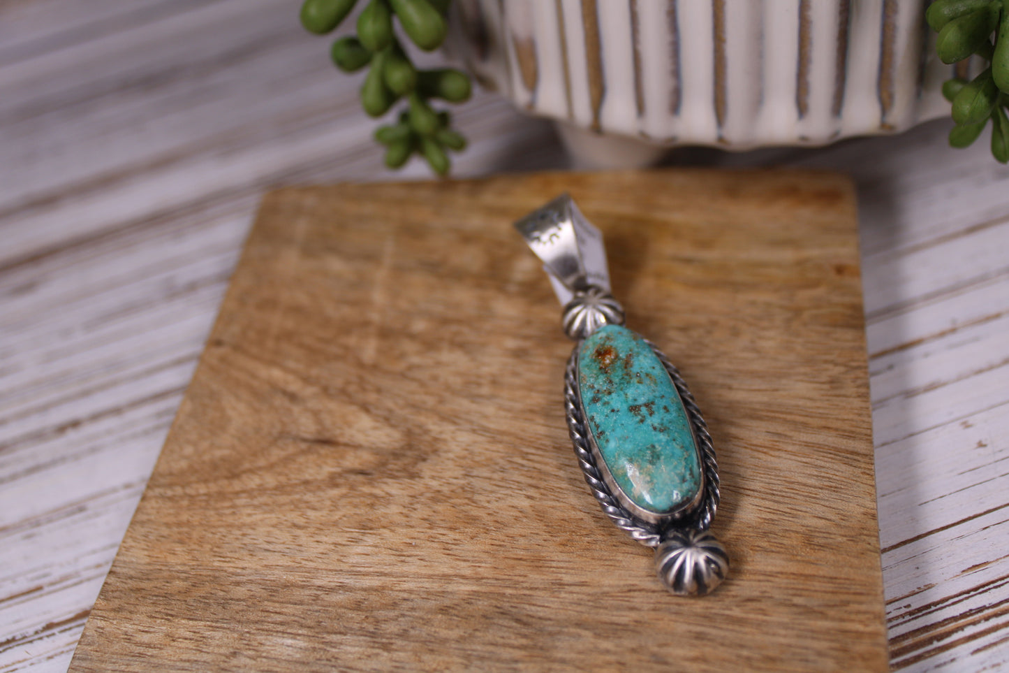 Cripple Creek Turquoise Pendant – Navajo Artist Jameson Garcia