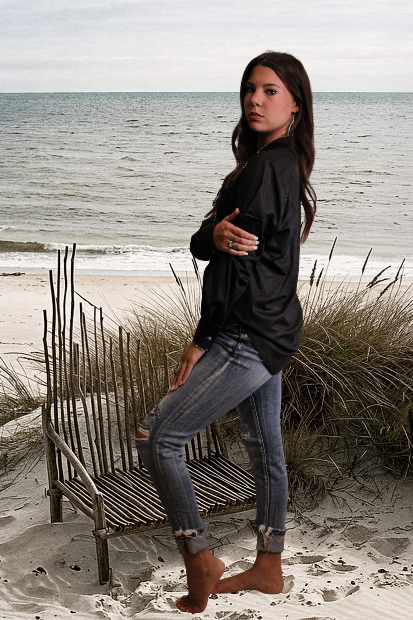 MIDNIGHT- Leather Lux Button-Up Shirt