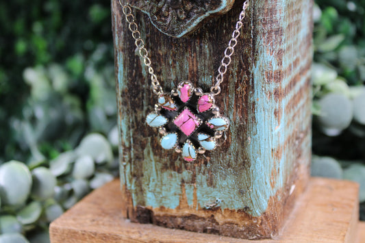 Cotton Candy Turquoise Sterling Silver Necklace – 15” Chain