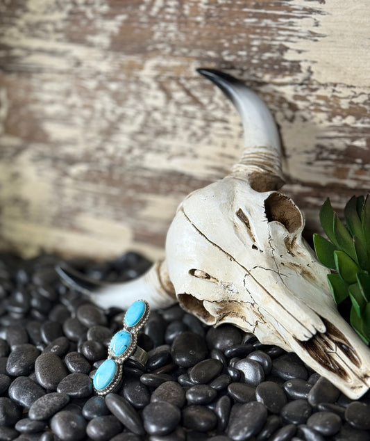 Sheila Becenti Navajo Sterling Silver Kingman Turquoise Ring – Size 9.5