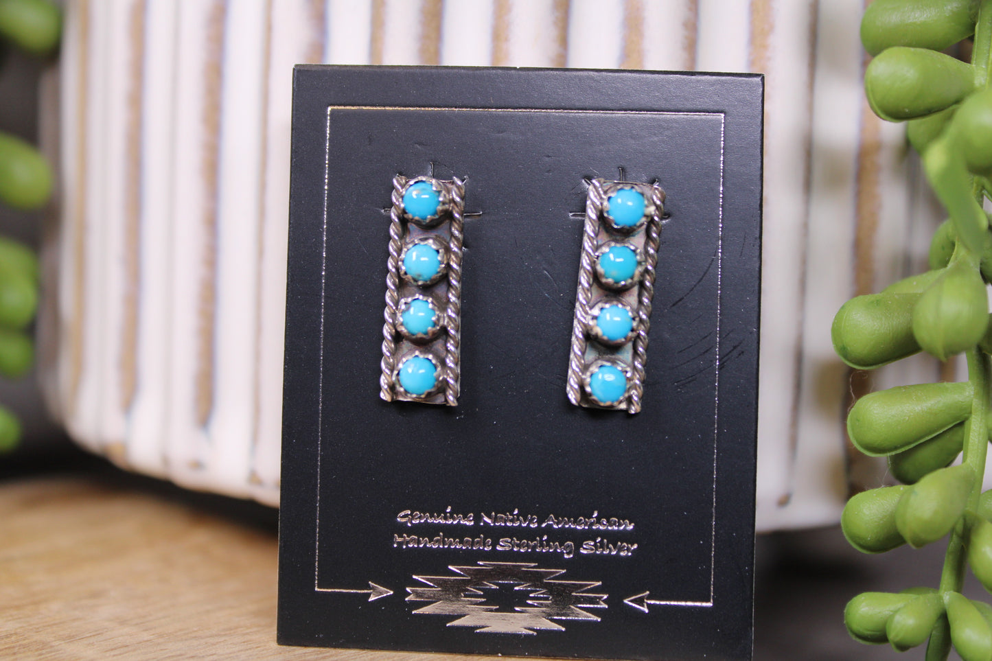 Zuni Kingman Turquoise Earrings – June Davis