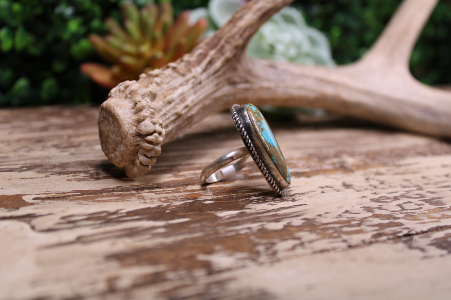 Donovan Nez Navajo Sterling Silver Kingman Turquoise Adjustable Ring