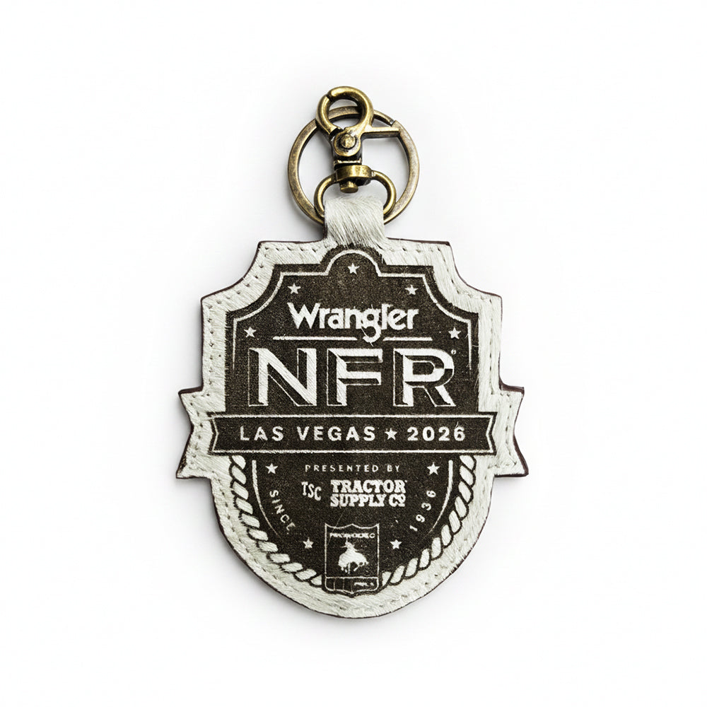 NFR Genuine Hair-On Shield Keychain Bag Charm – Official PRCA & NFR Licensed Collection