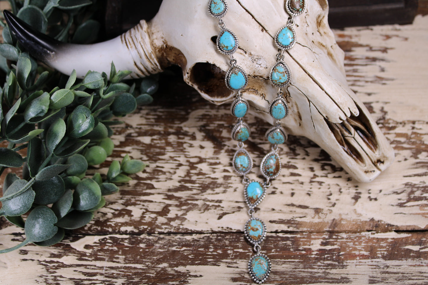 Number 8 Turquoise Lariat Necklace – Sterling Silver
