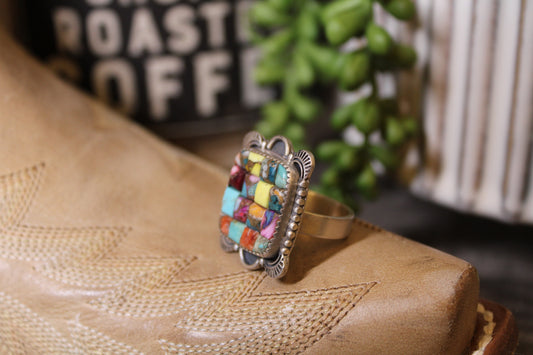 Handmade Multi-Stone Sterling Silver Adjustable Ring