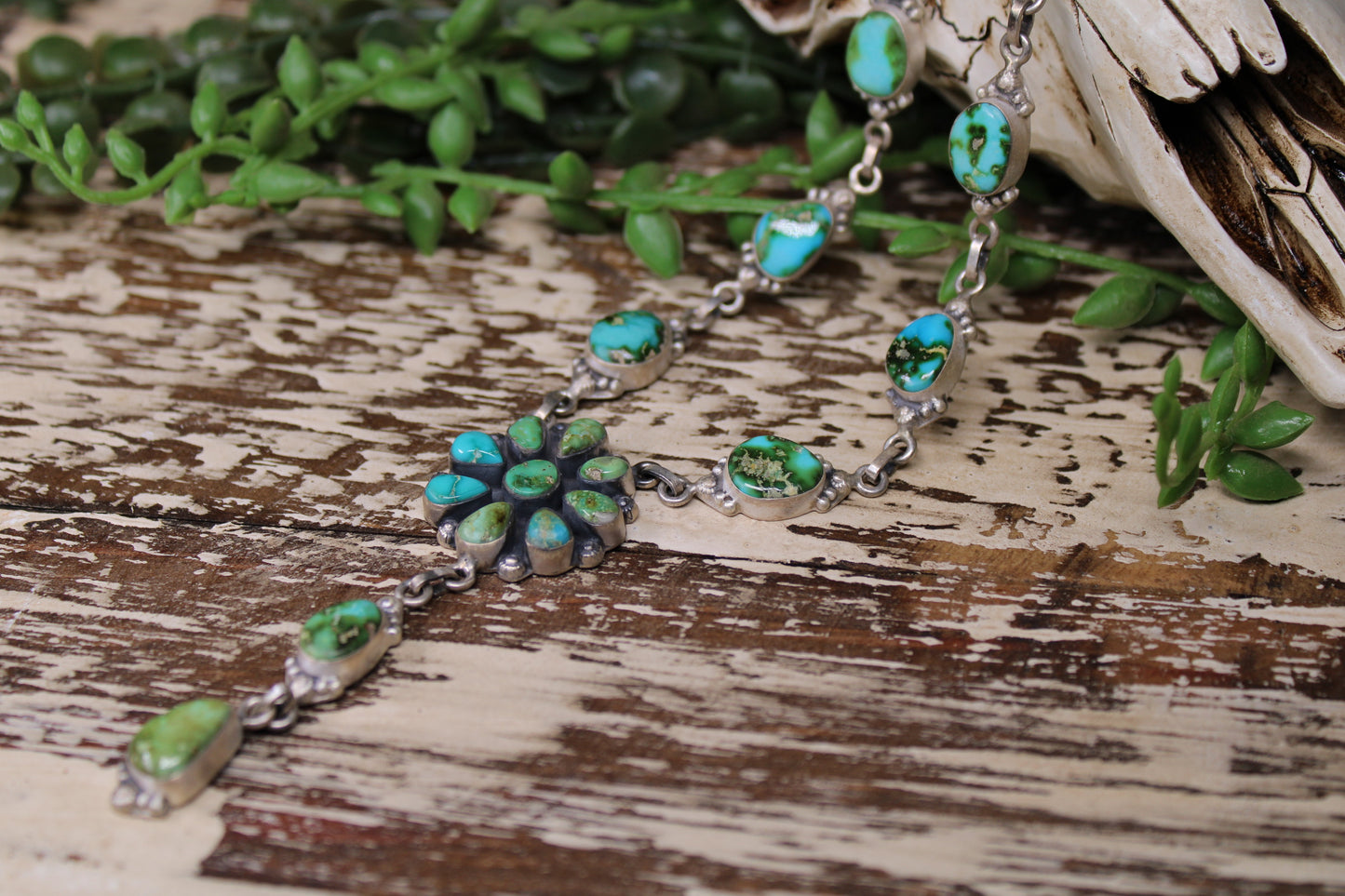 Sonoran Gold Turquoise Lariat Necklace – Sterling Silver