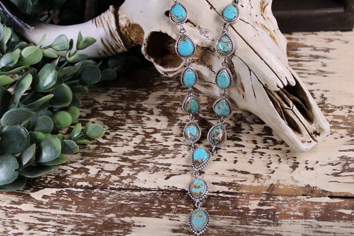 Number 8 Turquoise Lariat Necklace – Sterling Silver