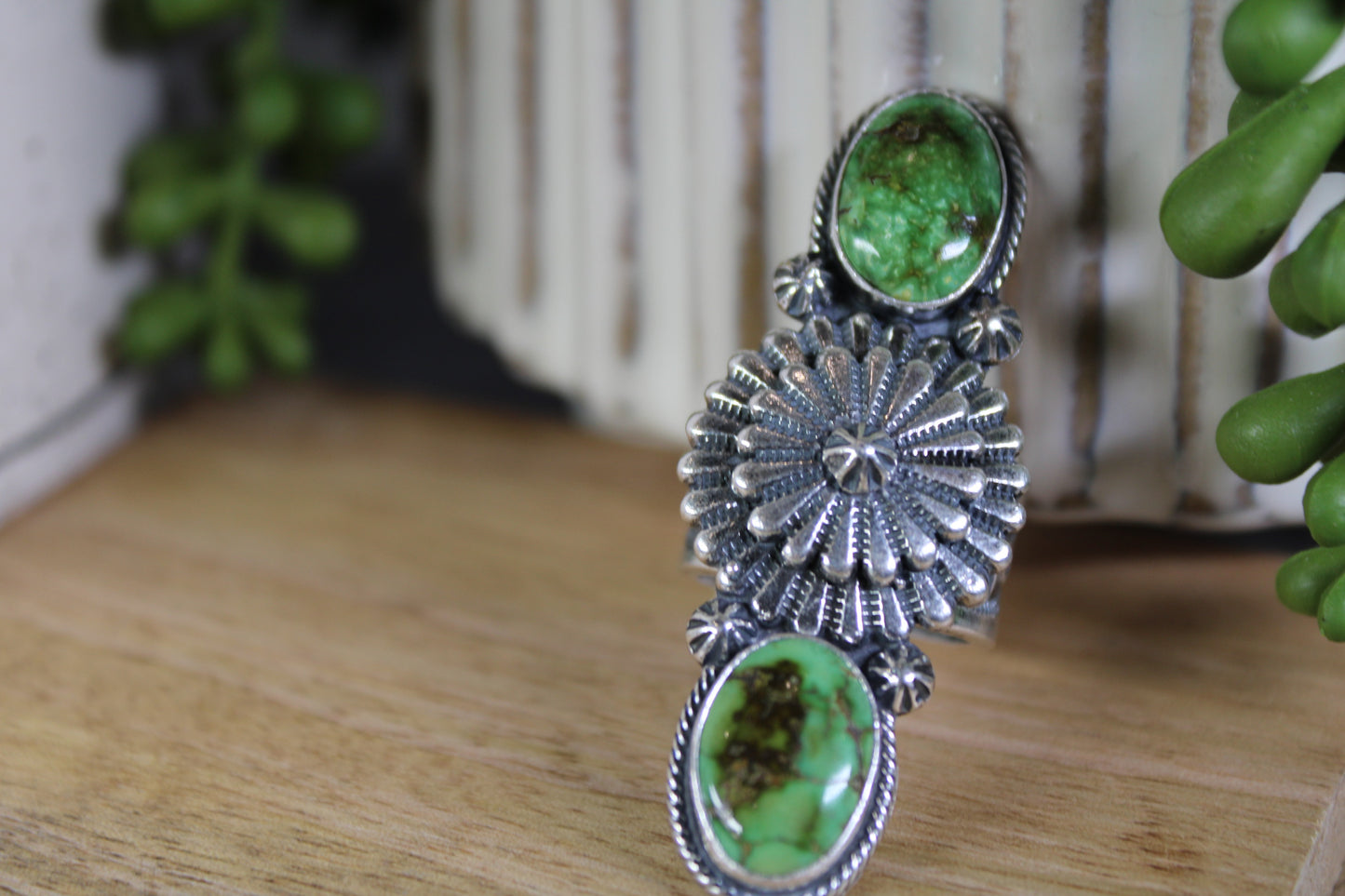 Navajo Artist Sam Yellowhair – Sonoran Gold Turquoise Ring